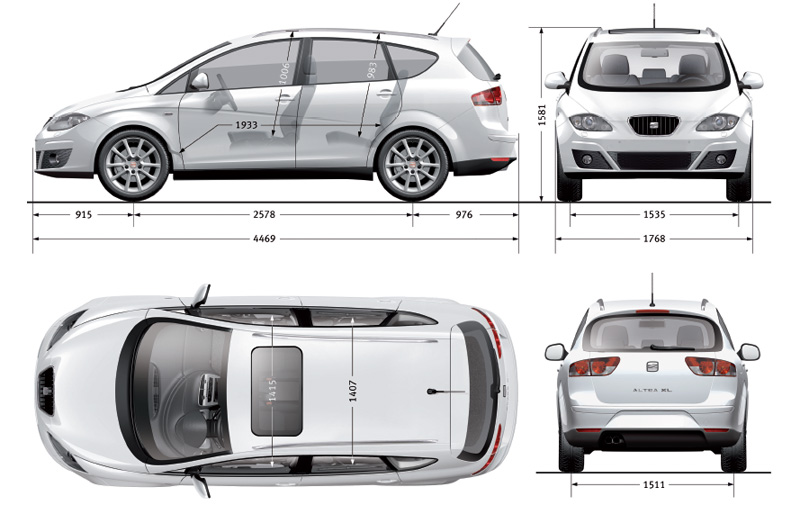 Rozmery Seat Altea XL